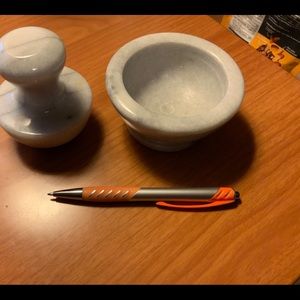 Solid marble mortar and pestle
